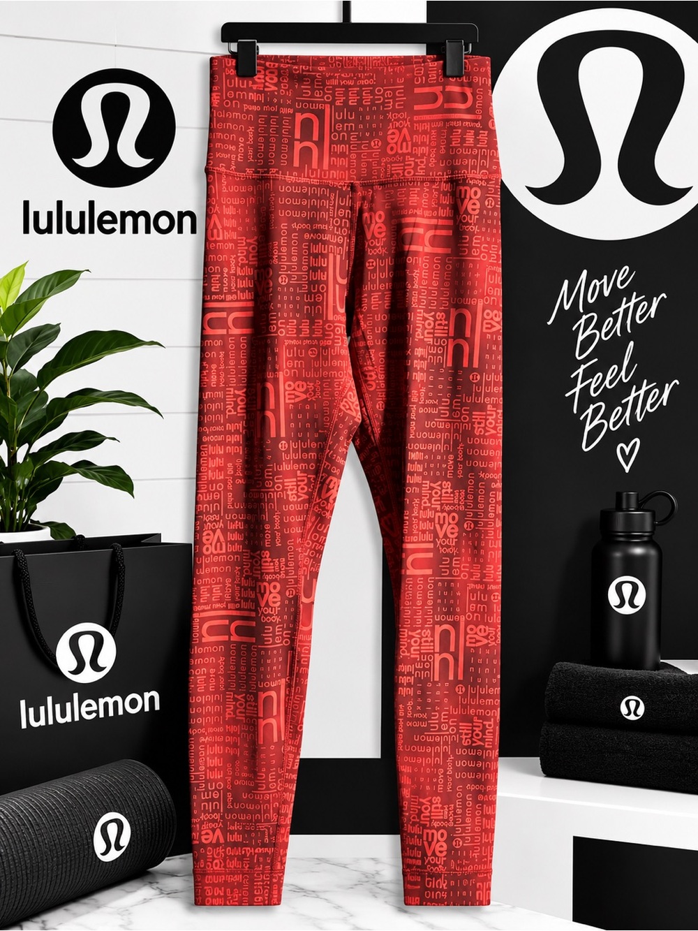 lululemon athletica Red High-Rise Logo Print Leggings